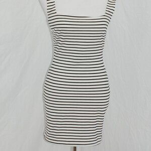 NWOT Mini Dress Bodycon Lovely Day Womens Medium Black White Stripes